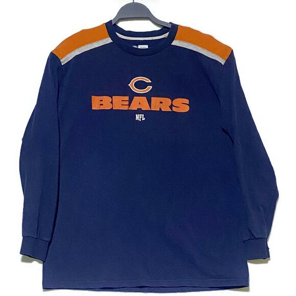 NFL Team Apparel Chicago Bears T-Shirt Men's Medium Long Sleeve Black & Orange - Picture 1 of 8